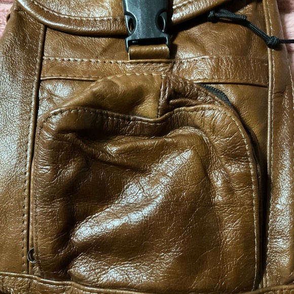 Brown Soft Genuine Leather zipper Strap Sling/Backpack Mexico, very clean main image 6